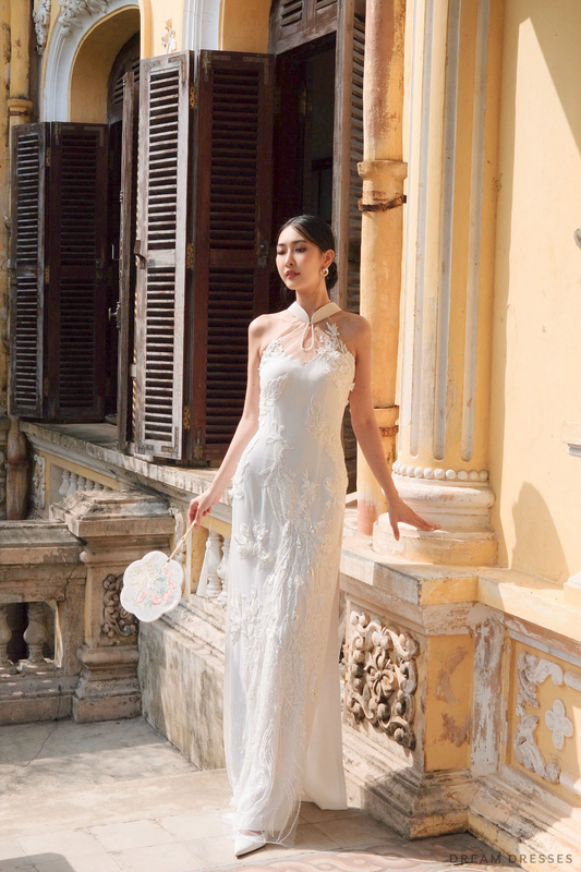 White Bridal Cheongsam | Couture Lace Modern Cheongsam (#JULIA) - Dream Dresses by P.M.N.