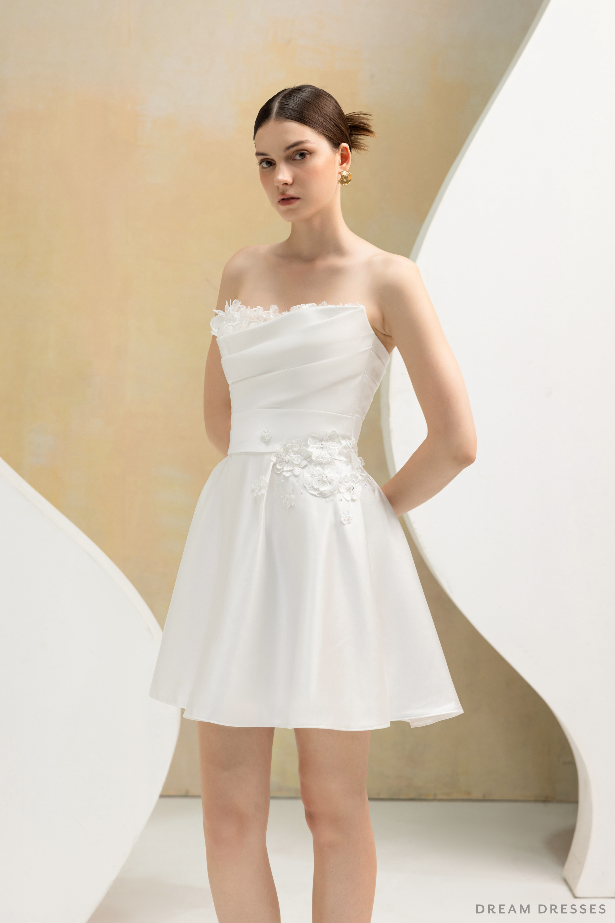 Rehearsal Dinner Silk Dress with 3D Lace (#ADALICIA) Rehearsal Dinner Silk Dress with 3D Lace (#ADALICIA)