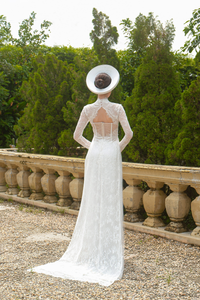 White Bridal Ao Dai | Modern Vietnamese Bridal Dress with French Lace (#YUELIN) - Dream Dresses by P.M.N.