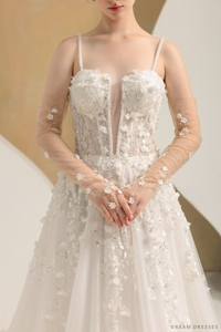 Ball Grown Wedding Dress with Detachable Sleeves (#NADIEN) - Dream Dresses by P.M.N.