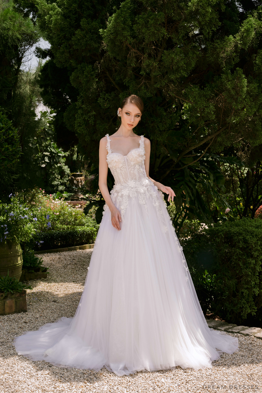 Ball Grown Wedding Dress with 3D Couture Lace (#HELENE) - Dream Dresses by P.M.N.