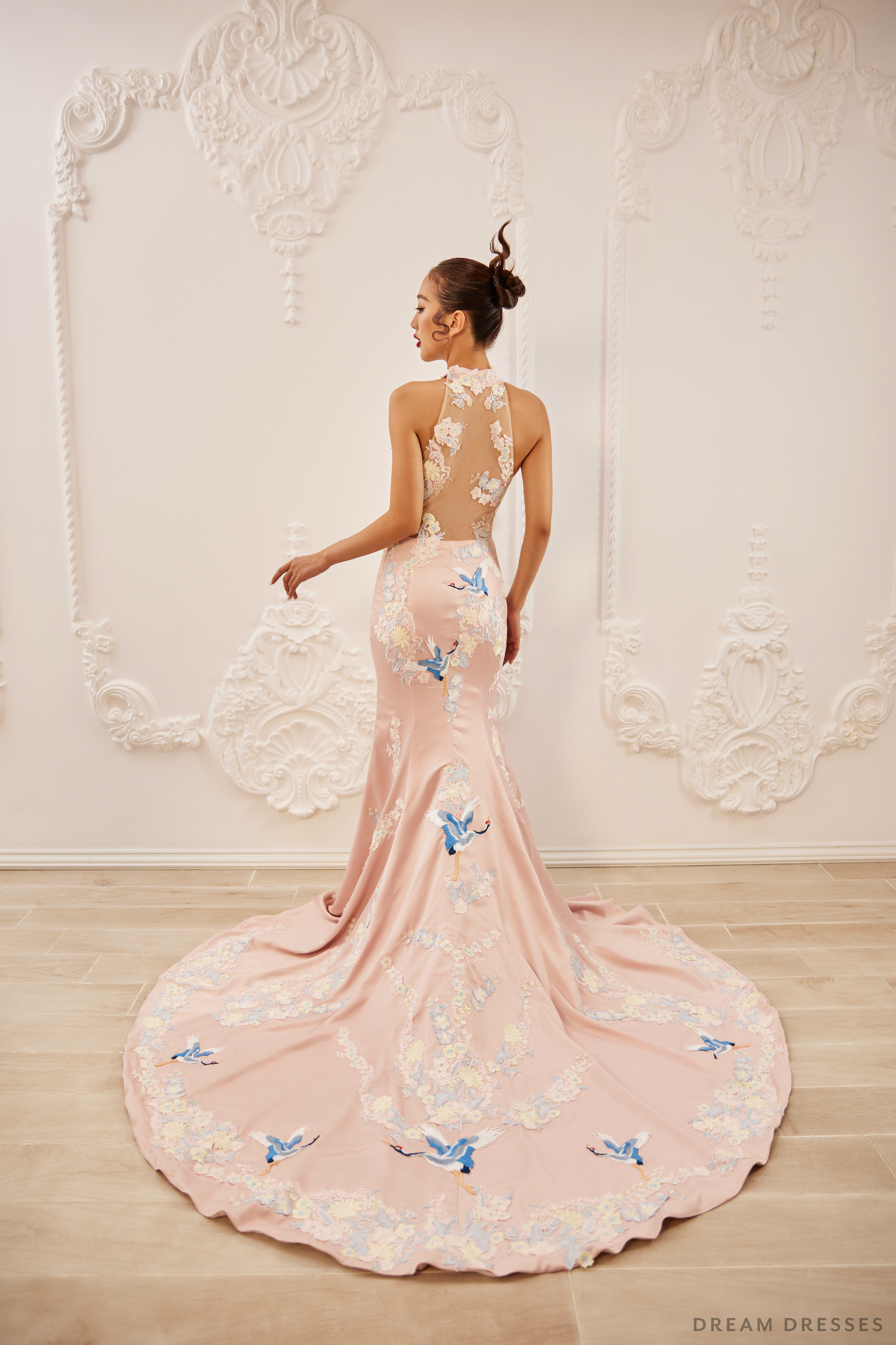 Pink Mermaid Bridal Dress Cheongsam Melan | DreamDresses Pink Mermaid Bridal Dress Cheongsam Melan | DreamDresses