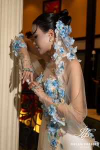 Colorful Lace Modern Bridal Ao Dai (#KIEU)