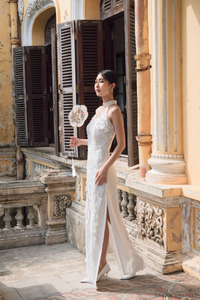 White Bridal Cheongsam | Couture Lace Modern Cheongsam (#JULIA) - Dream Dresses by P.M.N.