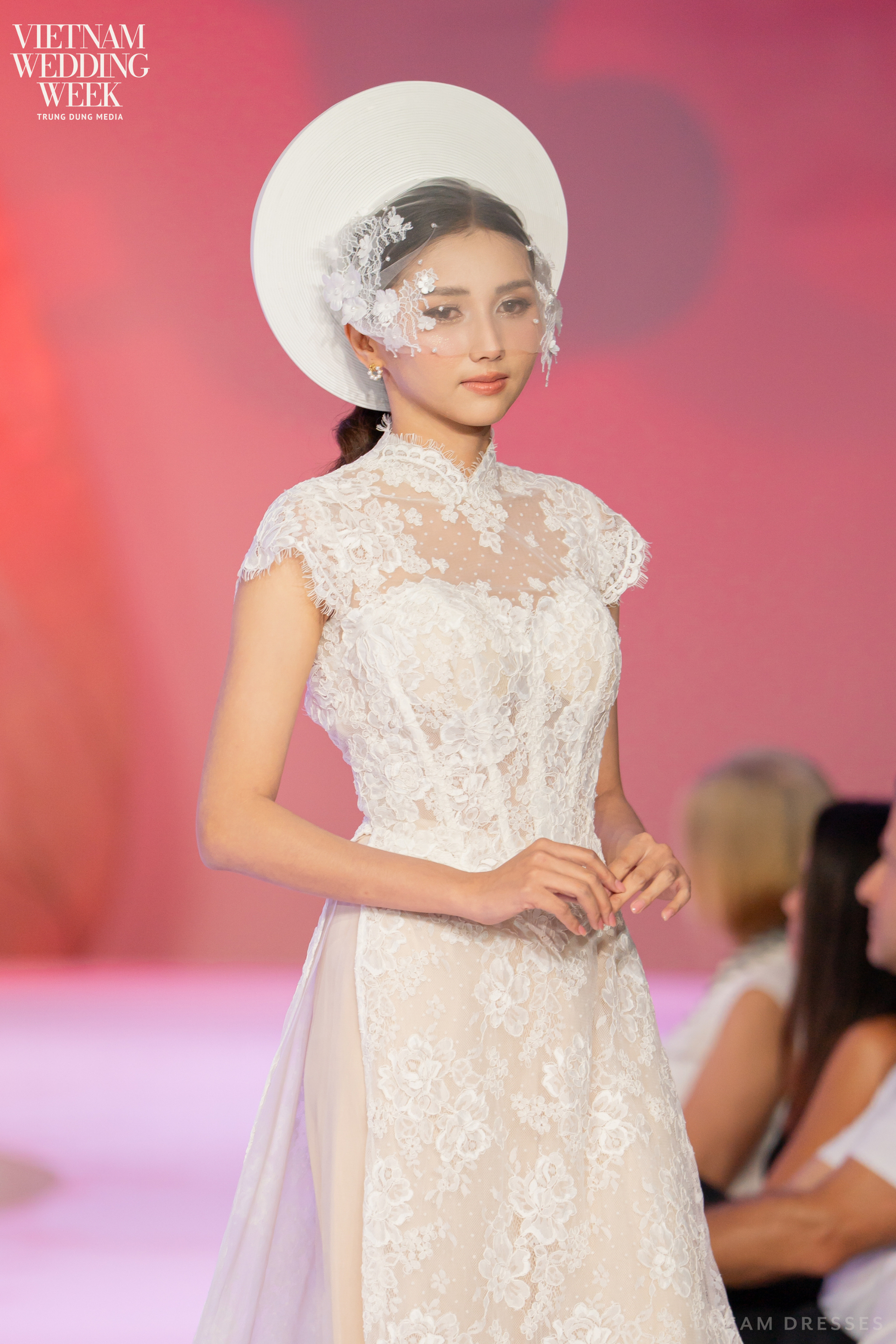 White Bridal Ao Dai | Modern Vietnamese Bridal Dress with French Lace (#NGOCLAN) - Dream Dresses by P.M.N.