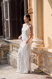 White Bridal Cheongsam | Couture Lace Modern Cheongsam (#JULIA) - Dream Dresses by P.M.N.