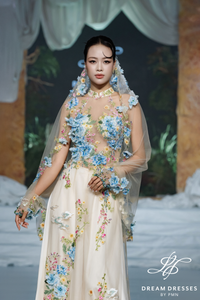 Colorful Lace Modern Bridal Ao Dai (#KIEU)