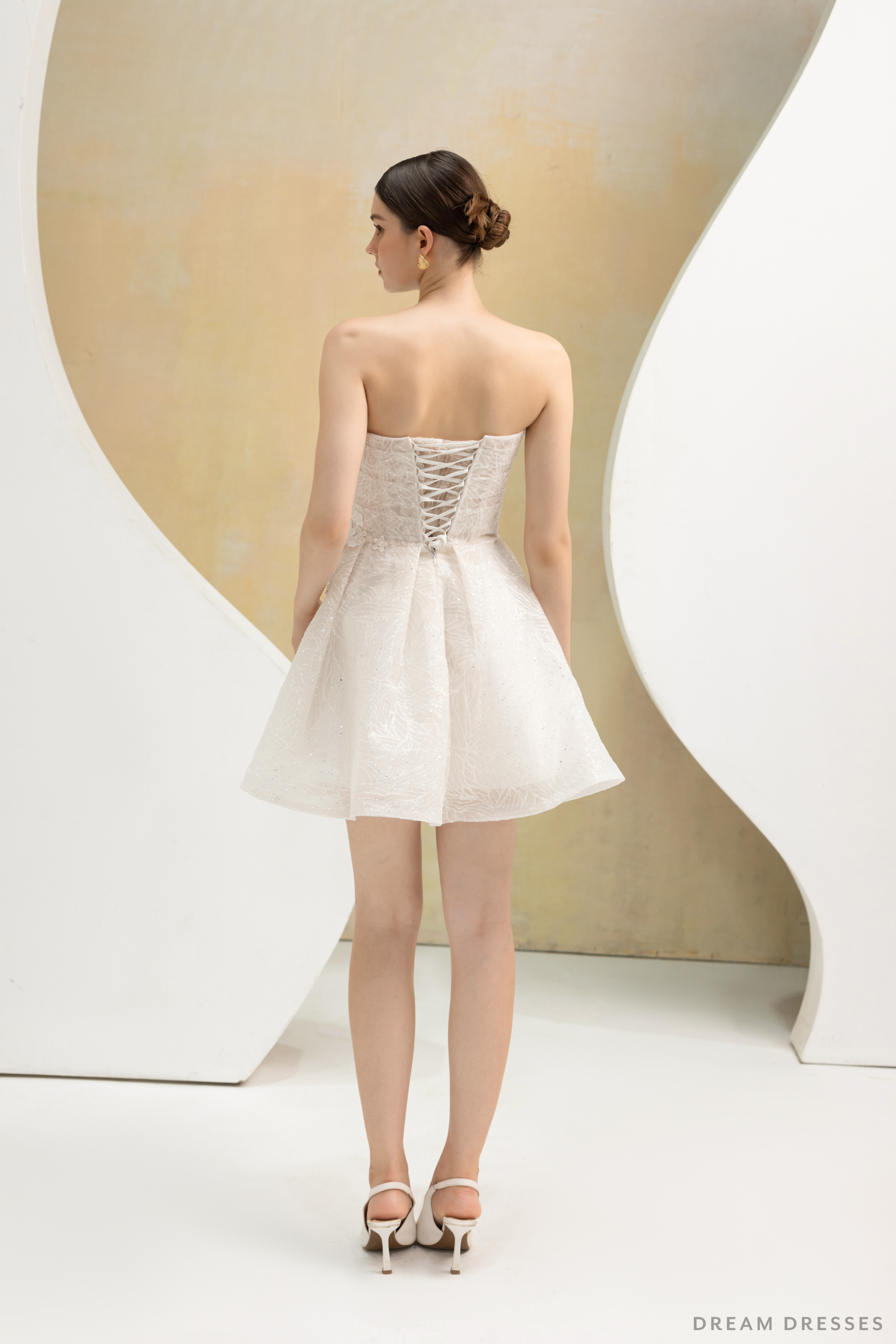 Rehearsal Dinner Dress with Shimmering Fabric (#AURIANE) - Dream Dresses by P.M.N.