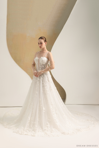 Ball Grown Wedding Dress with Detachable Sleeves (#NADIEN) - Dream Dresses by P.M.N.