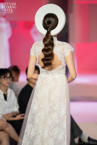 White Bridal Ao Dai | Modern Vietnamese Bridal Dress with French Lace (#NGOCLAN) - Dream Dresses by P.M.N.