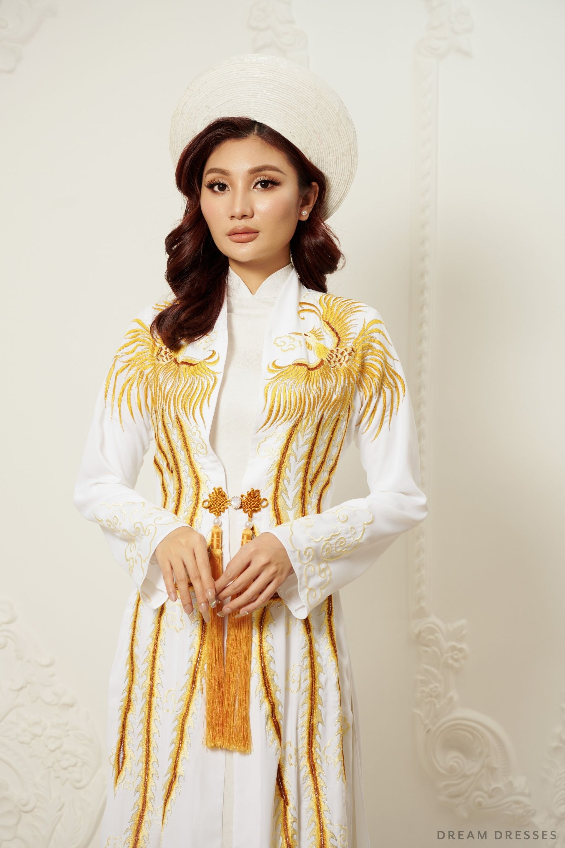 Phoenix Ao Dai OverCoat | Traditional Vietnamese Bridal OverCoat (#LISHAH) - Dream Dresses by P.M.N.
