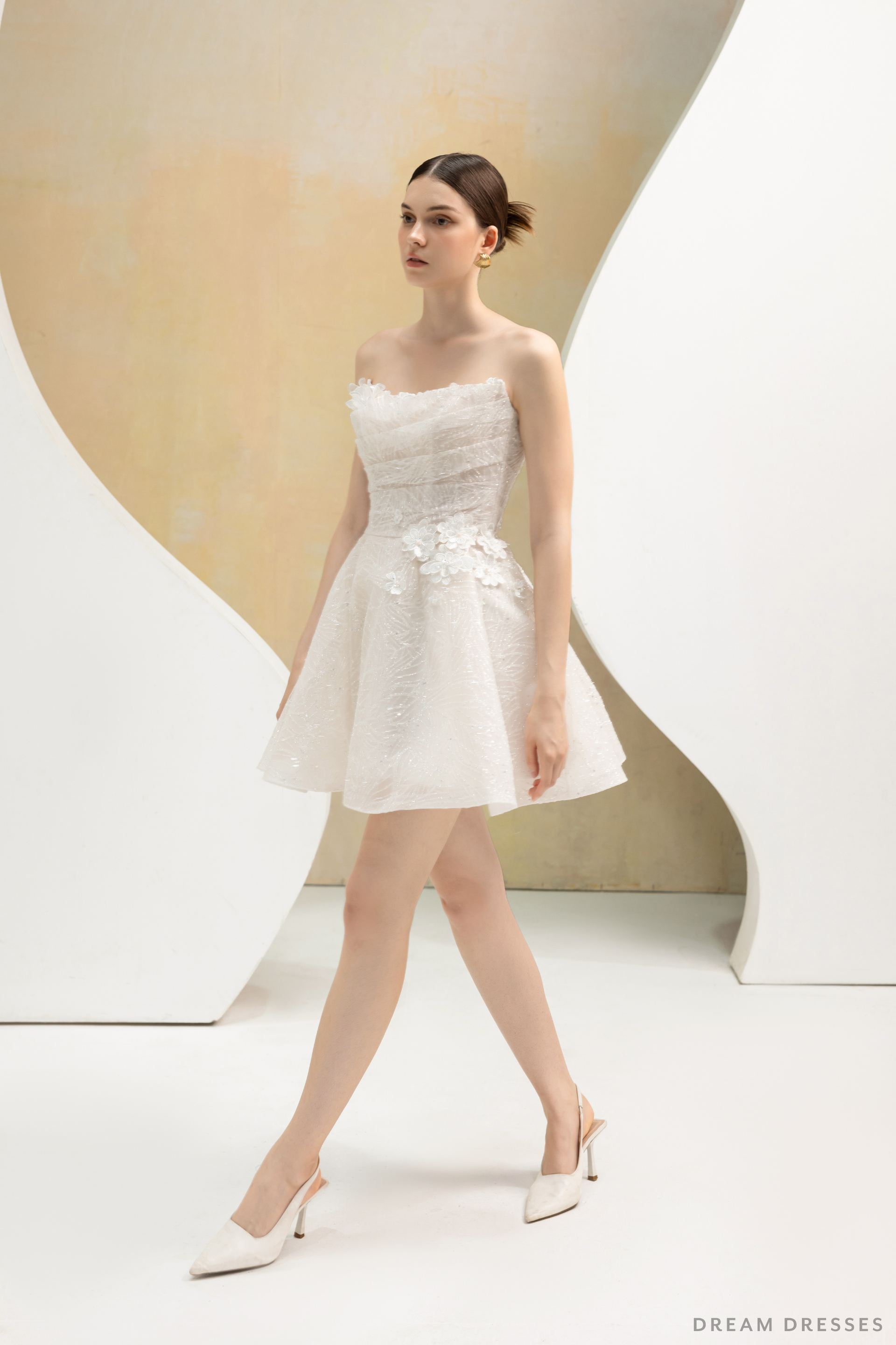 Rehearsal Dinner Dress with Shimmering Fabric (#AURIANE) - Dream Dresses by P.M.N.