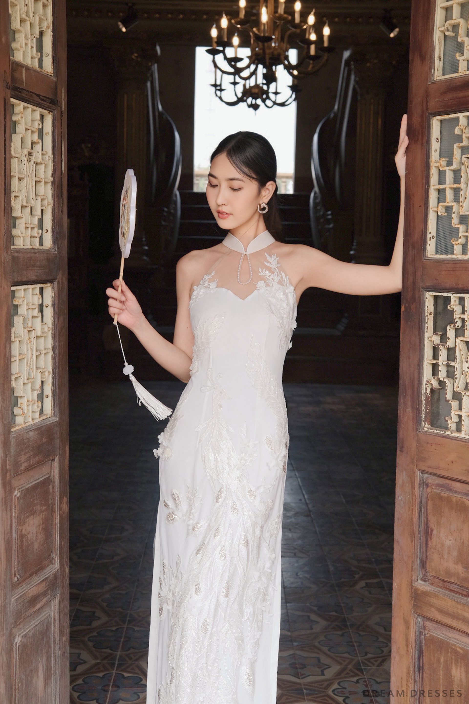 White Bridal Cheongsam | Couture Lace Modern Cheongsam (#JULIA) - Dream Dresses by P.M.N.