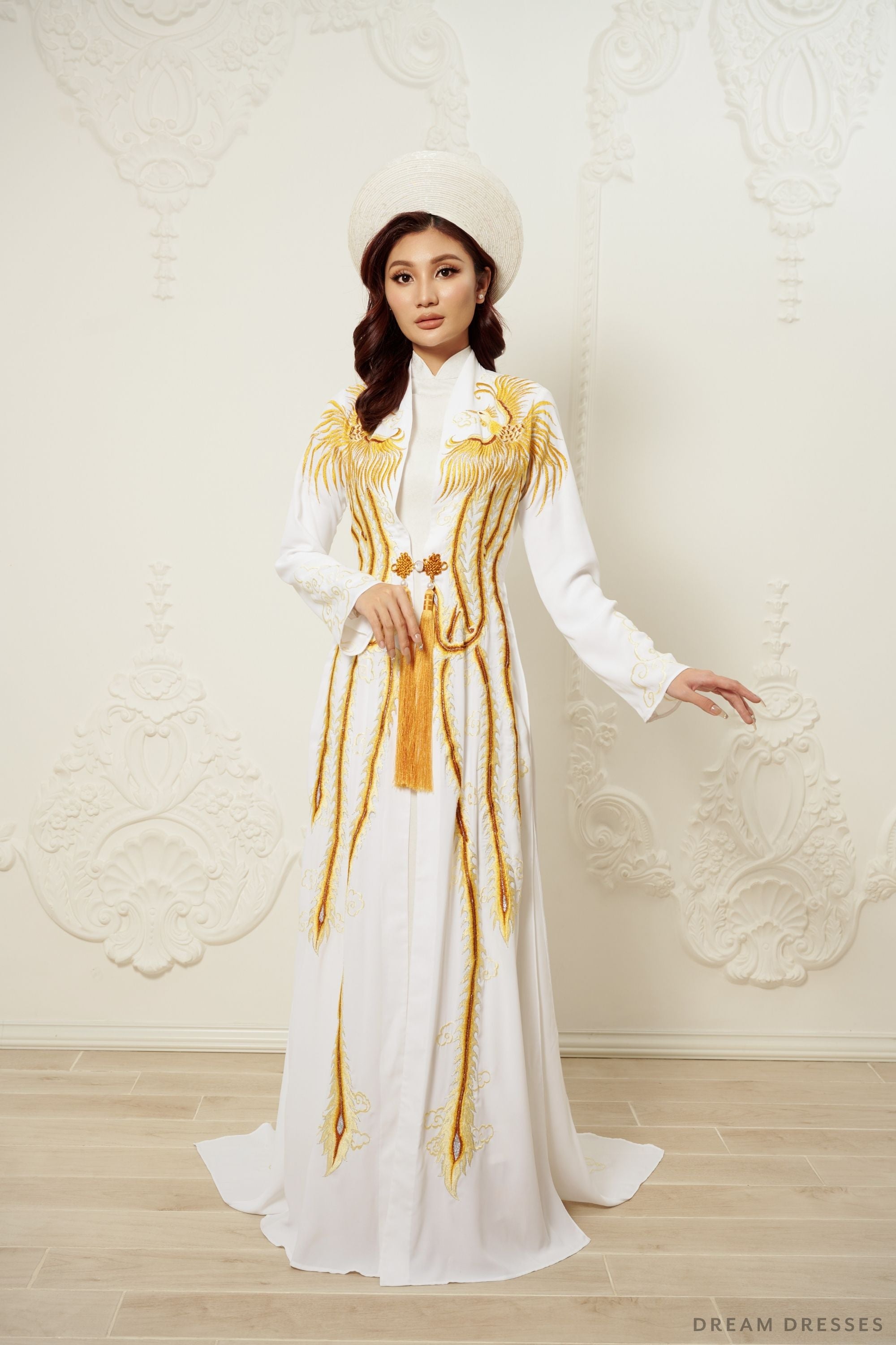 Phoenix Ao Dai OverCoat | Traditional Vietnamese Bridal OverCoat (#LISHA)