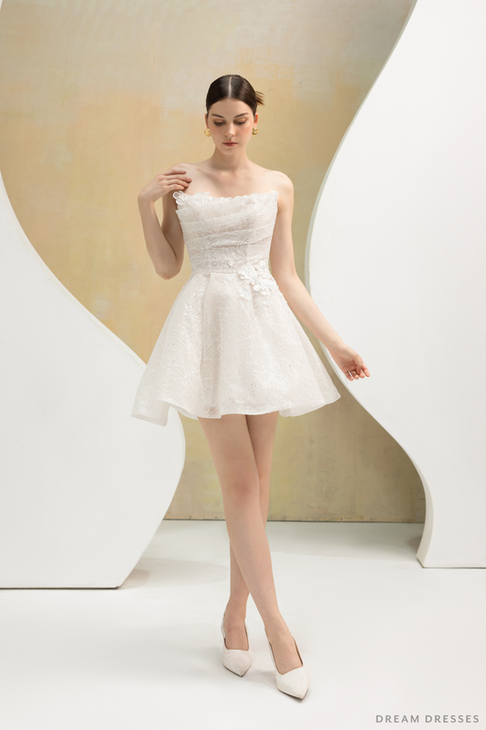 Rehearsal Dinner Dress with Shimmering Fabric (#AURIANE) - Dream Dresses by P.M.N.