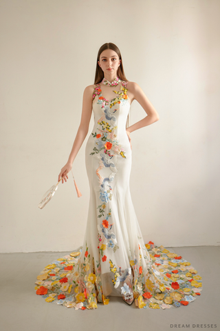 White Bridal Cheongsam | Couture Lace Modern Cheongsam (#HILARY)
