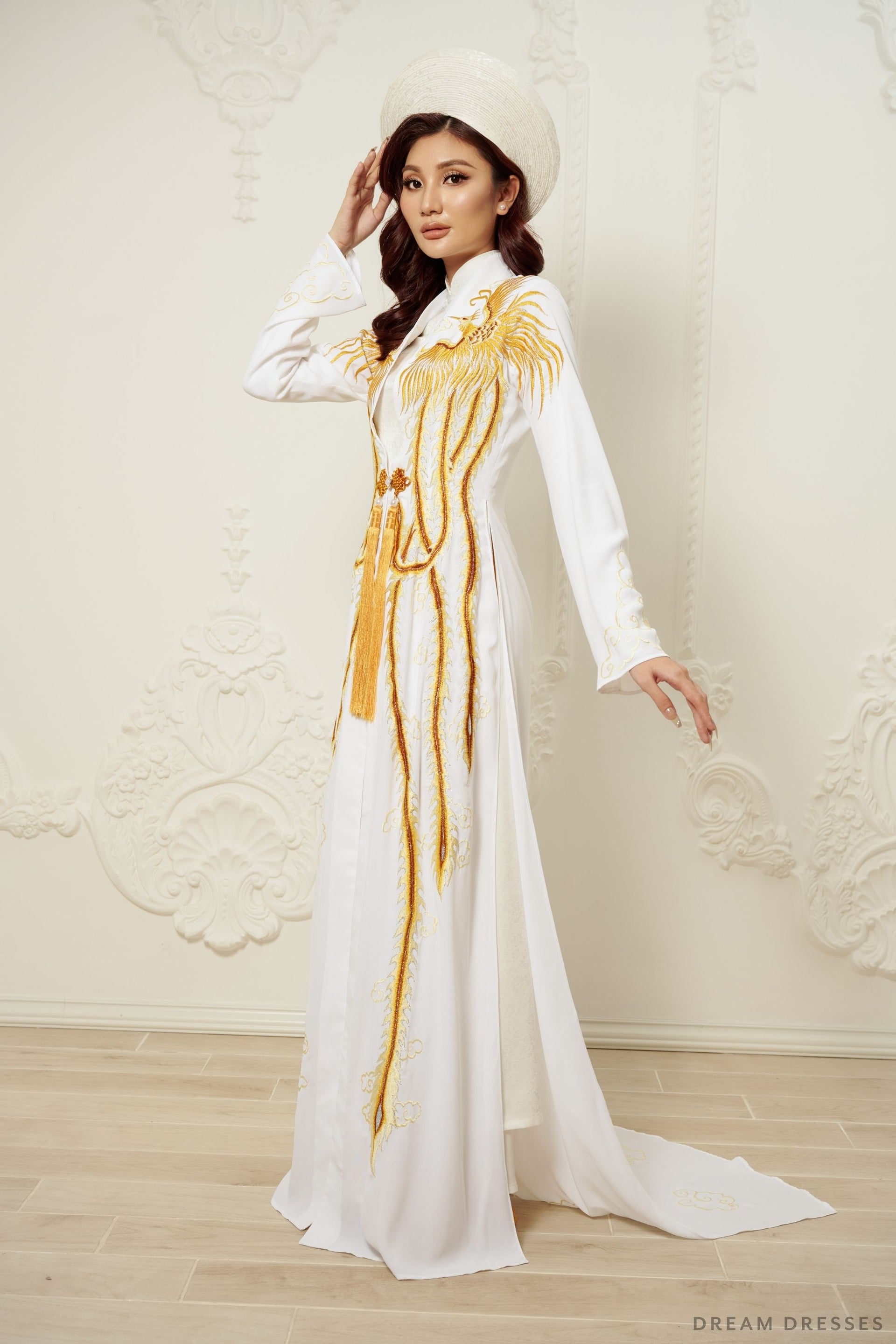 Phoenix Ao Dai OverCoat | Traditional Vietnamese Bridal OverCoat (#LISHAH) - Dream Dresses by P.M.N.