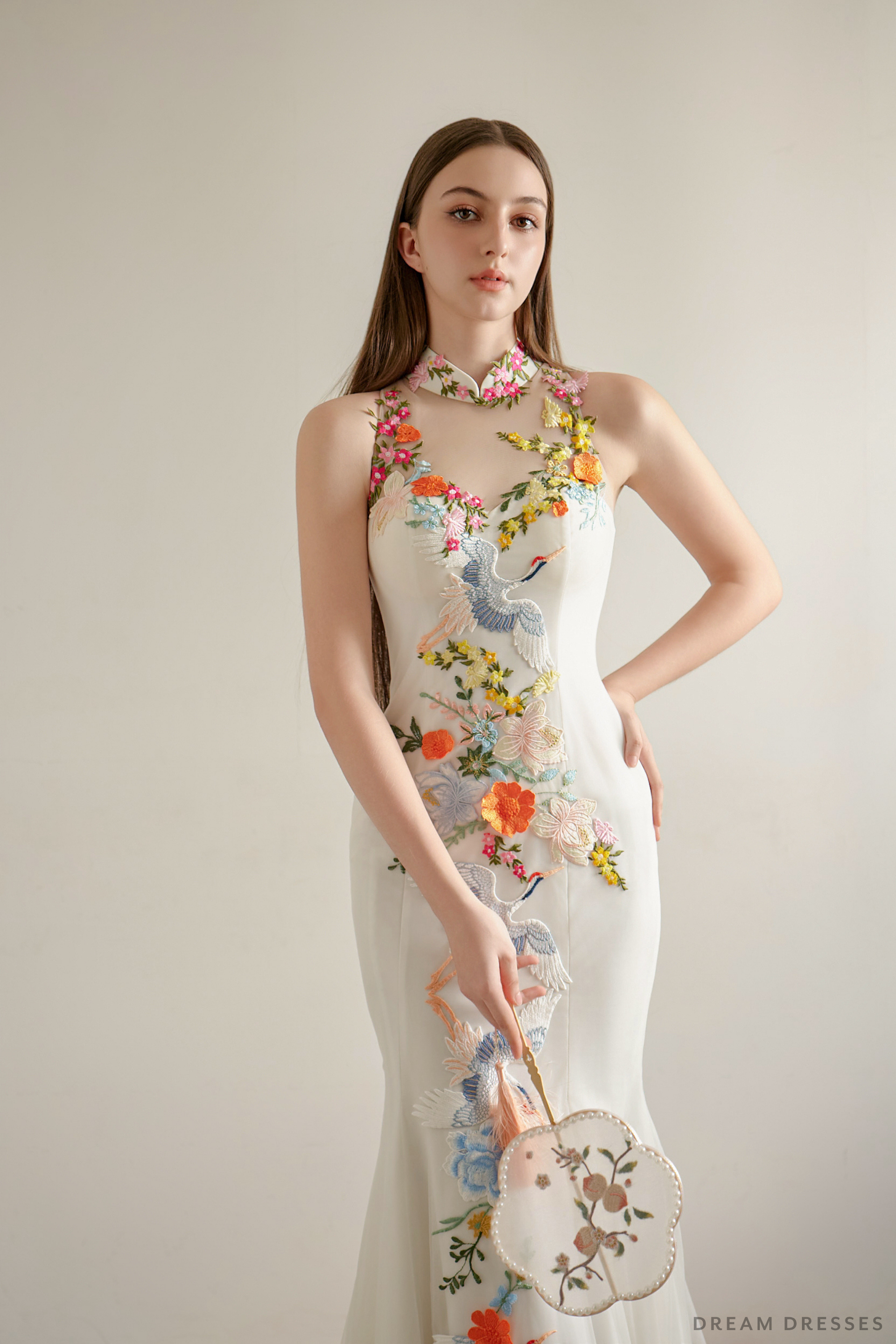 White Bridal Cheongsam | Couture Lace Modern Cheongsam (#HILARY) - Dream Dresses by P.M.N.