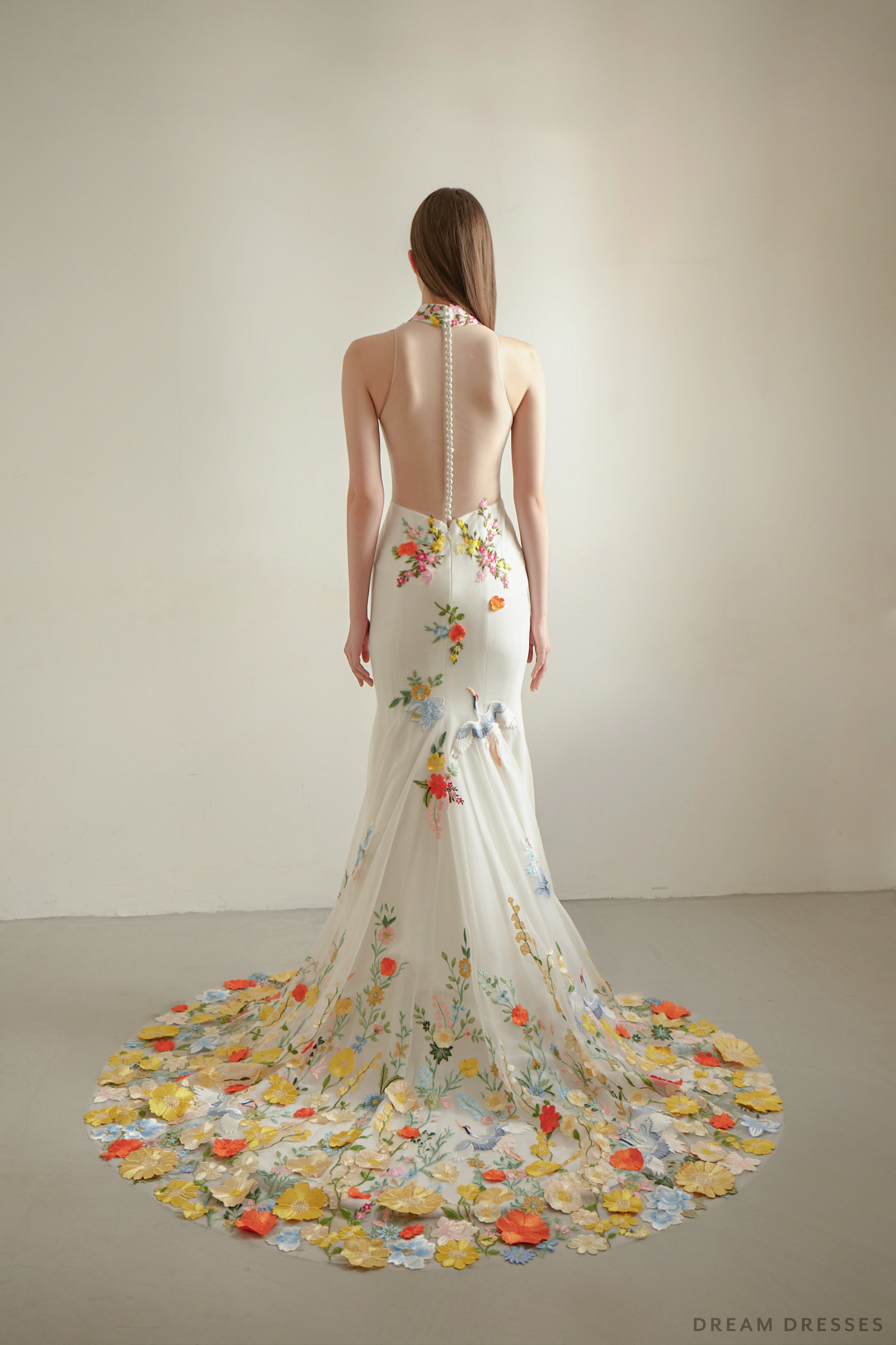 White Bridal Cheongsam | Couture Lace Modern Cheongsam (#HILARY) - Dream Dresses by P.M.N.