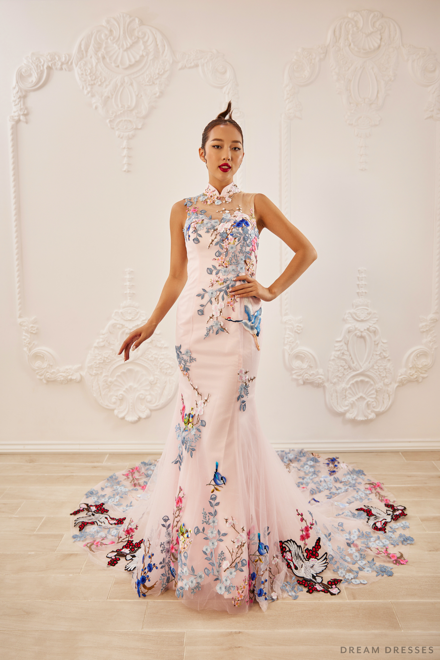 Pink Bridal Cheongsam | Couture Lace Modern Cheongsam (#LILAN) - Dream Dresses by P.M.N.