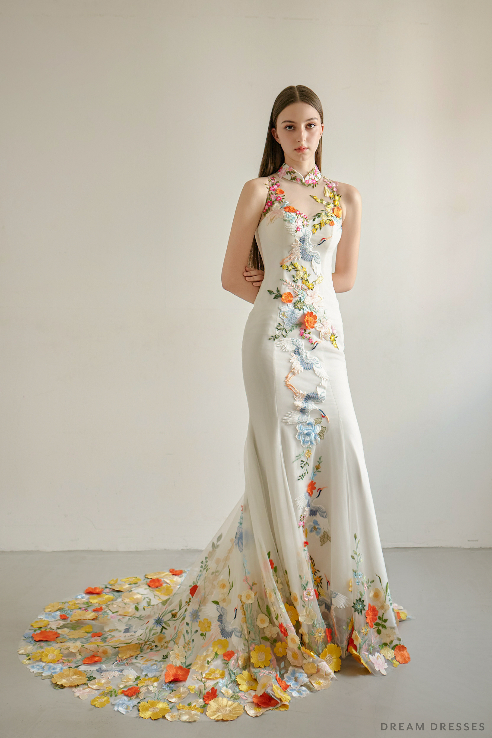 White Bridal Cheongsam | Couture Lace Modern Cheongsam (#HILARY) - Dream Dresses by P.M.N.