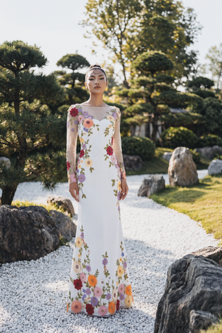 Floral Embroidered Long Sleeve Gown (#YULISA) - Dream Dresses by P.M.N.