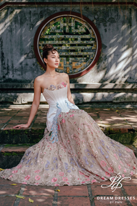 Fully Floral Lace  Wedding Dress with Corset (#SAN)
