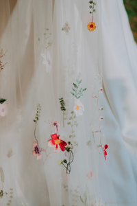 One Tier Colorful Floral Veil (#FLORAL) - Dream Dresses by P.M.N.