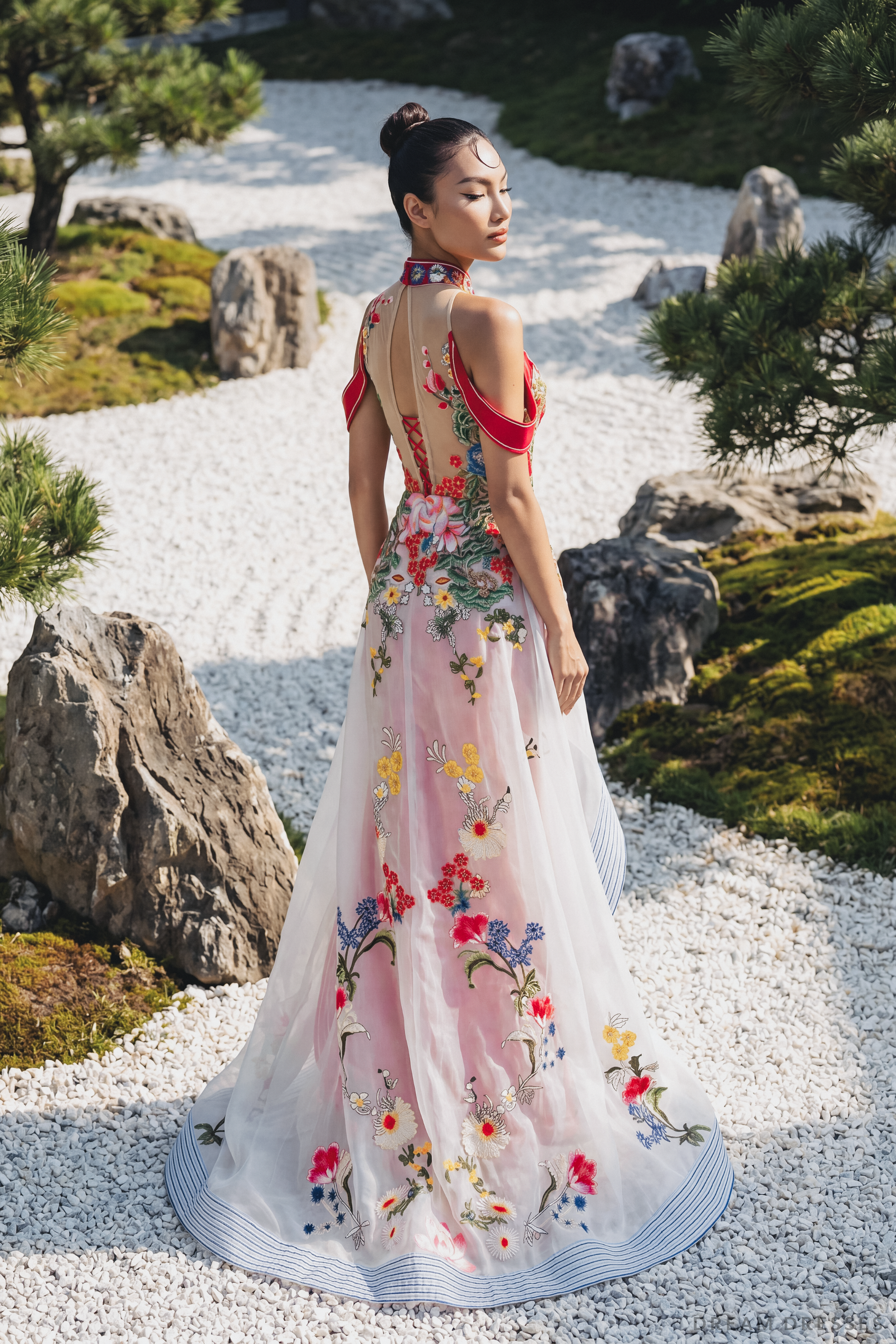 Red Modern Bridal Cheongsam Dress (#QIN) 12 / No Overskirt