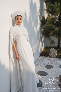 Regal Bridal Ao Dai with Cape (#HOA)