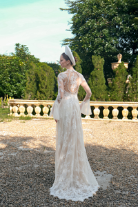 White Bridal Ao Dai | Modern Vietnamese Bridal Dress with French Lace (#AZURA) - Dream Dresses by P.M.N.