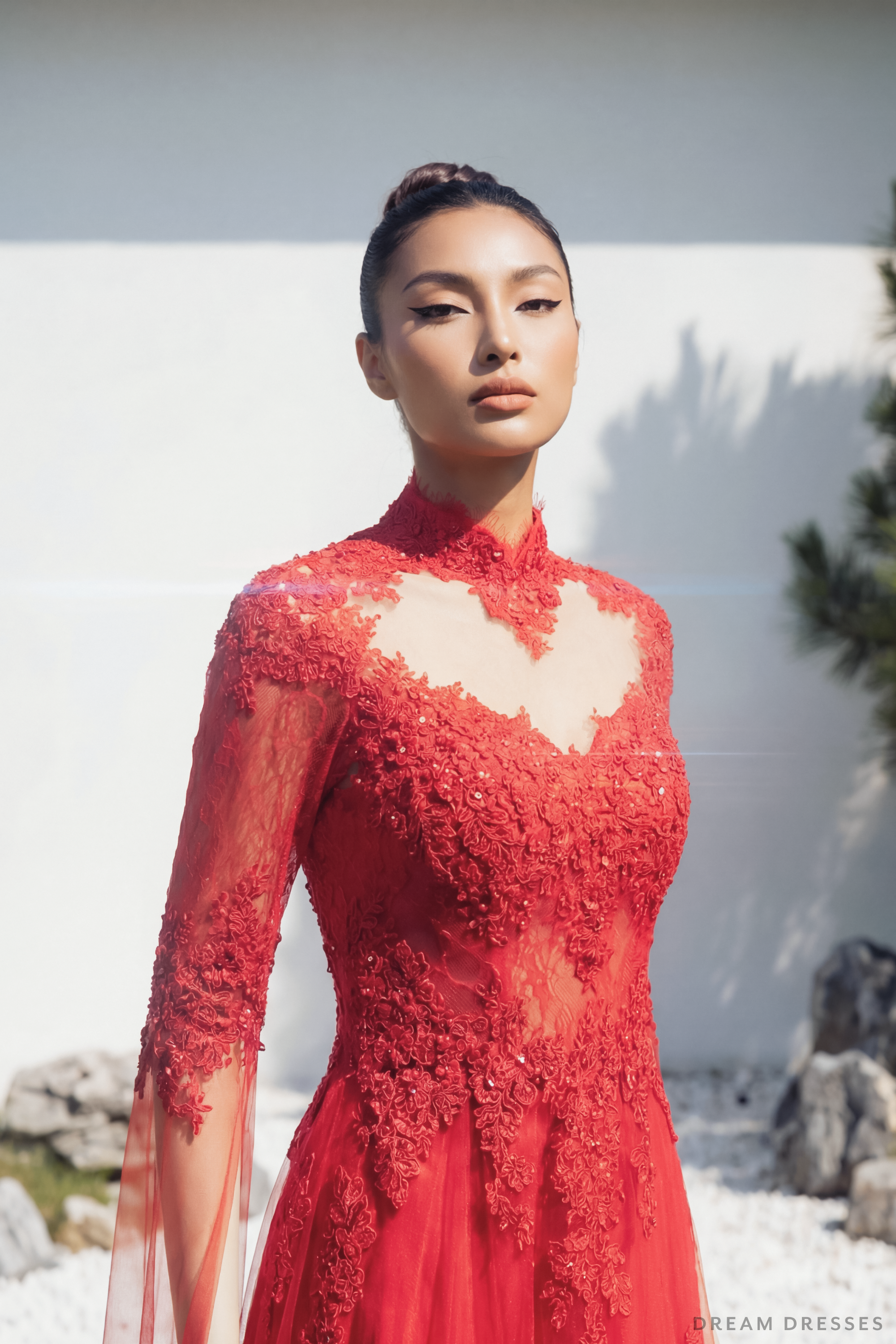 Red Bridal Ao Dai | Lace Vietnamese Bridal Dress (#HANLYN)