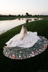 Drop Veil with Colorful Floral Lace (#EMMA) - Dream Dresses by P.M.N.