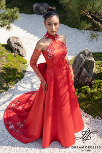 Red Modern Cheongsam Bridal Dress (#FANG)