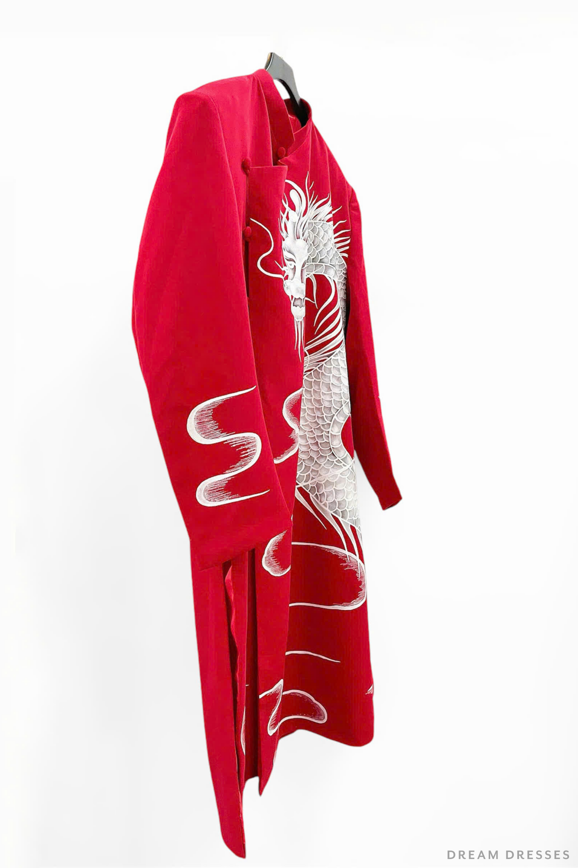 Red Groom Ao Dai Jacket | Hand-Painted Dragon Vietnamese Ao Dai (#CUONG) - Dream Dresses by P.M.N.