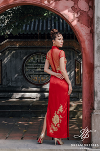 Red Chinese Qipao Wedding Dress (#ZHENYU) - Dream Dresses by P.M.N.