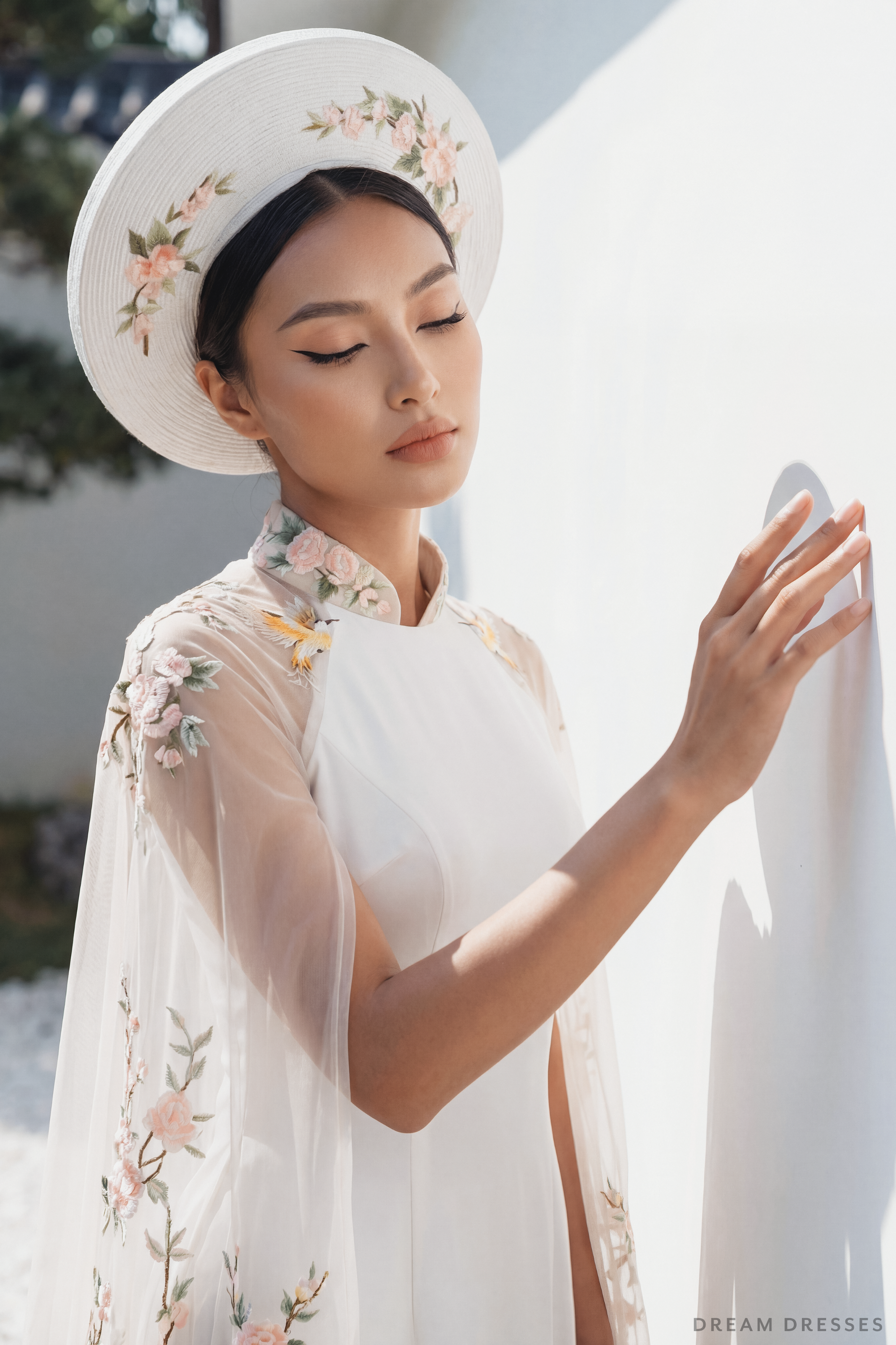White Ao Dai Hat | Vietnamese Bridal Hat (#MYA)