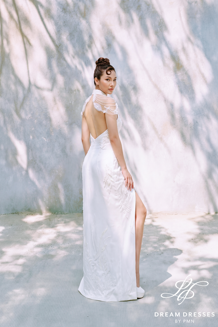 Light Ivory Modern Cheongsam Bridal Dress (#NIAN) - Dream Dresses by P.M.N.