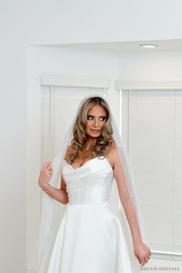 Cathedral Wedding Veil with Pearls (#QUEEN) - Dream Dresses by P.M.N.