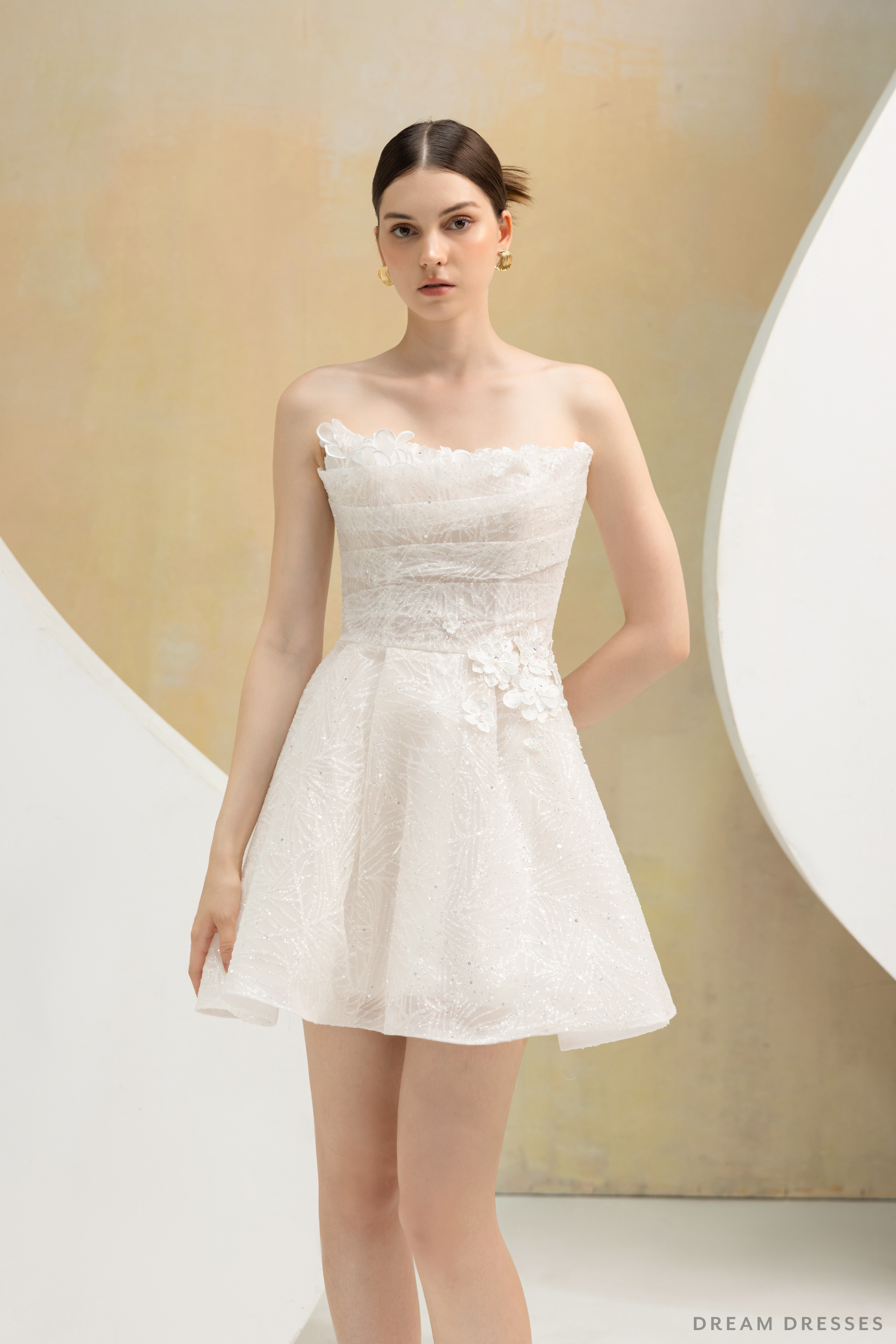 Rehearsal Dinner Dress with Shimmering Fabric (#AURIANE) - Dream Dresses by P.M.N.
