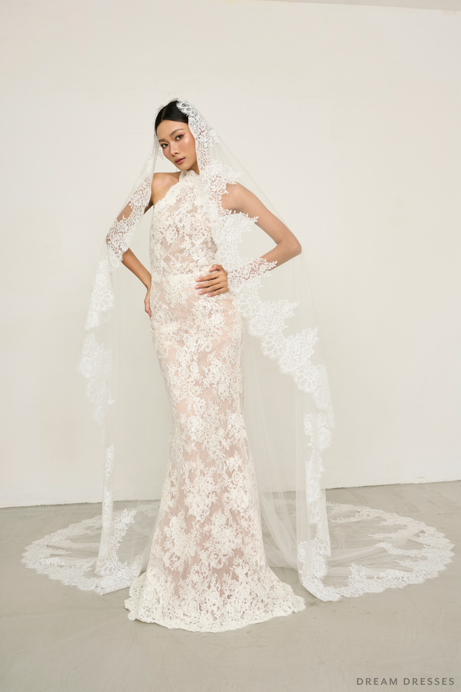 Mantilla Bridal Lace Veil (#ISOLDE) - Dream Dresses by P.M.N.