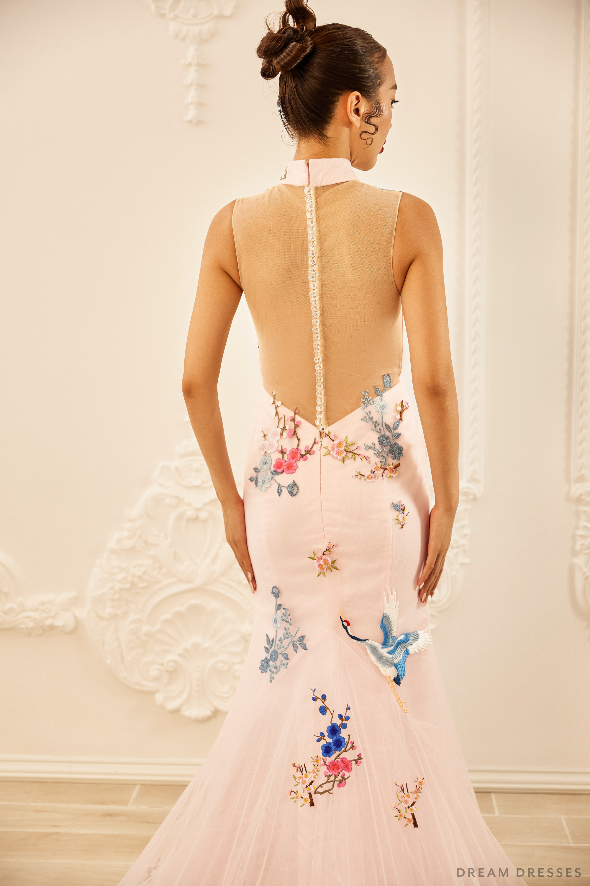 Pink Bridal Cheongsam | Couture Lace Modern Cheongsam (#LILAN)
