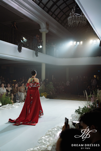 Red A-line Wedding Dress with Colorful Floral Embroidery (#YUYAN)