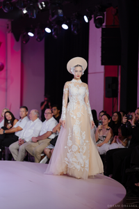Champagne Bridal Ao Dai | Modern Vietnamese Bridal Dress (#TULIPE) - Dream Dresses by P.M.N.