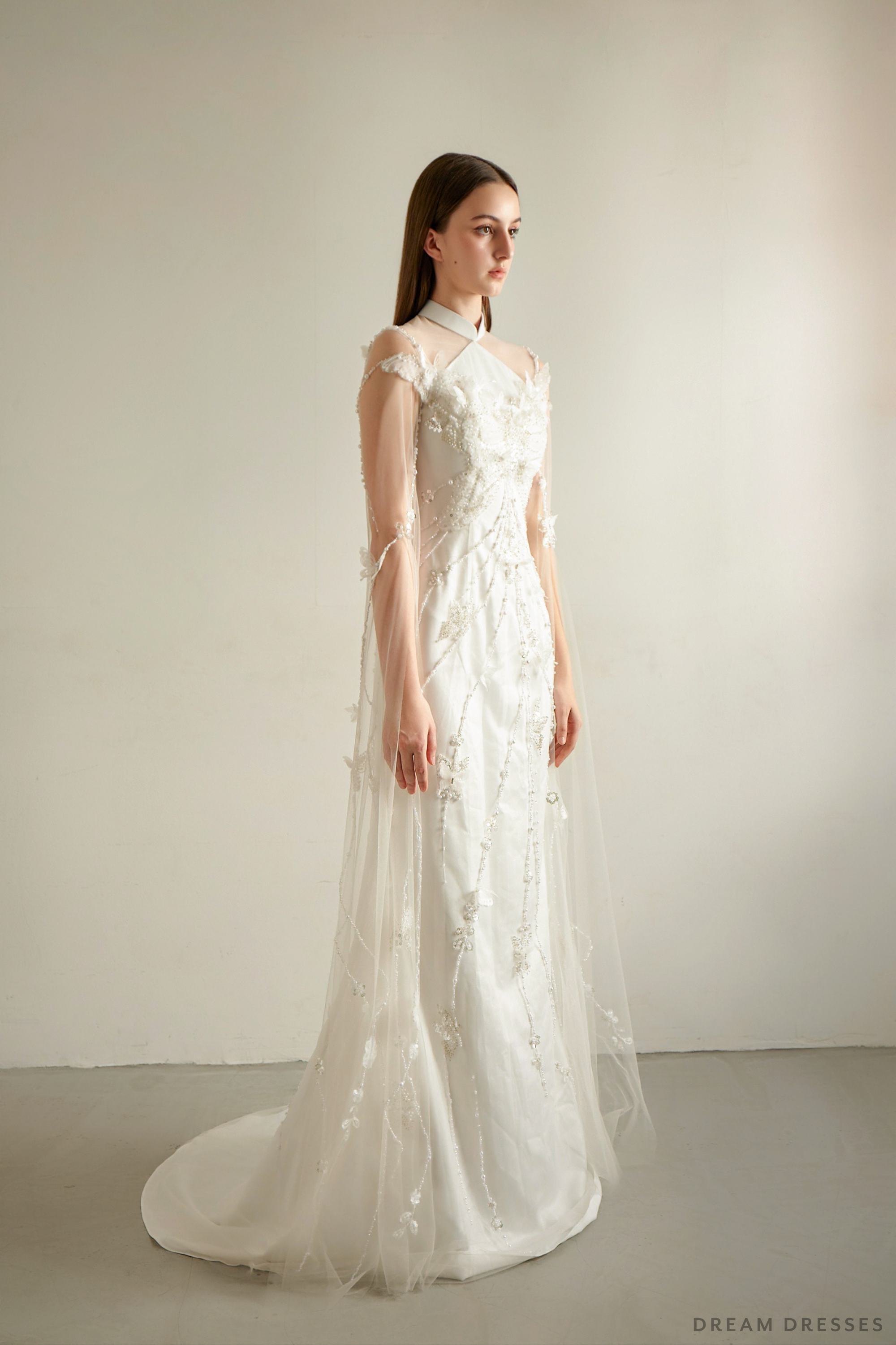White Wedding Qipao| Couture Lace Modern Qipao (#LALAN)