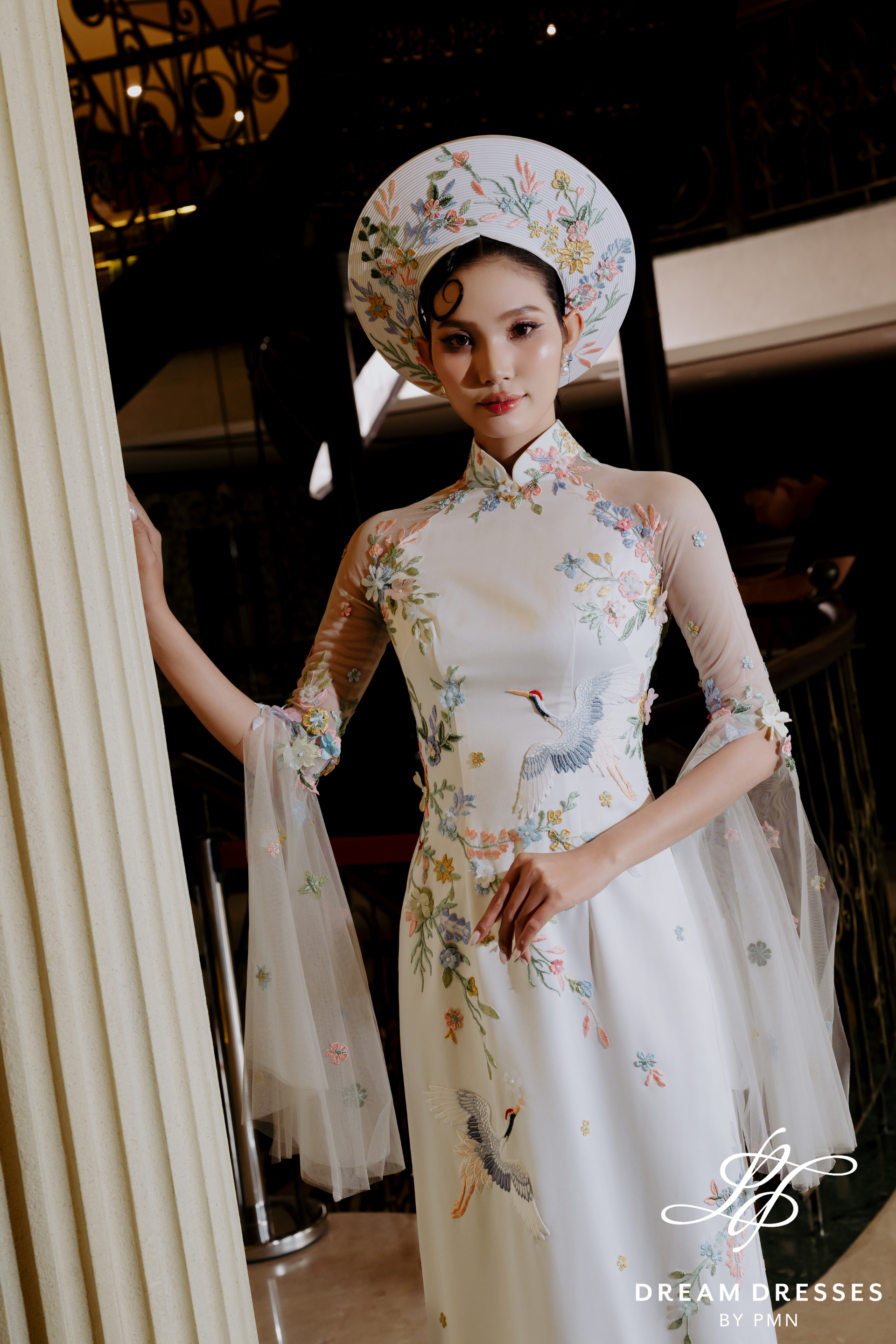 White Ao Dai Hat | Vietnamese Bridal Hat (#NY)
