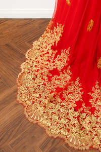 Red Bridal Ao Dai | Vietnamese Modern Bridal Dress with Phoenix Embroidery (#LYS) - Dream Dresses by P.M.N.