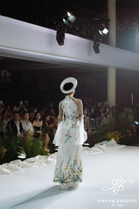 White Bridal Ao Dai with Colorful Embroidery (#XUAN)
