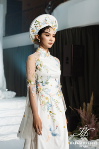 White Ao Dai Hat | Vietnamese Bridal Hat (#NY)