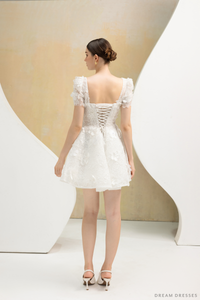 Rehearsal Dinner Mini Dress with 3D Floral Lace (#NALINI) - Dream Dresses by P.M.N.